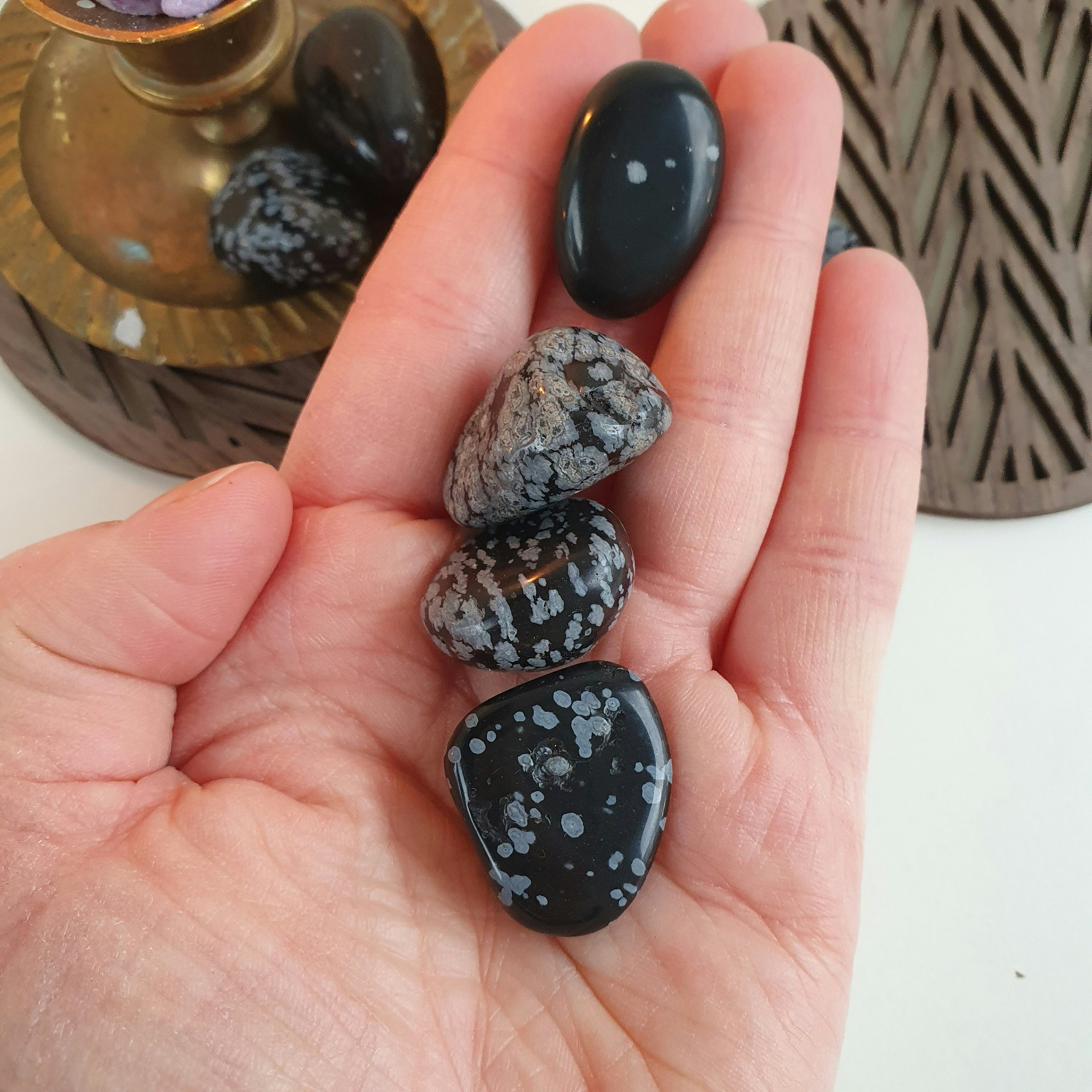 Trumlad Snöflingeobsidian, 5-9 g XS
