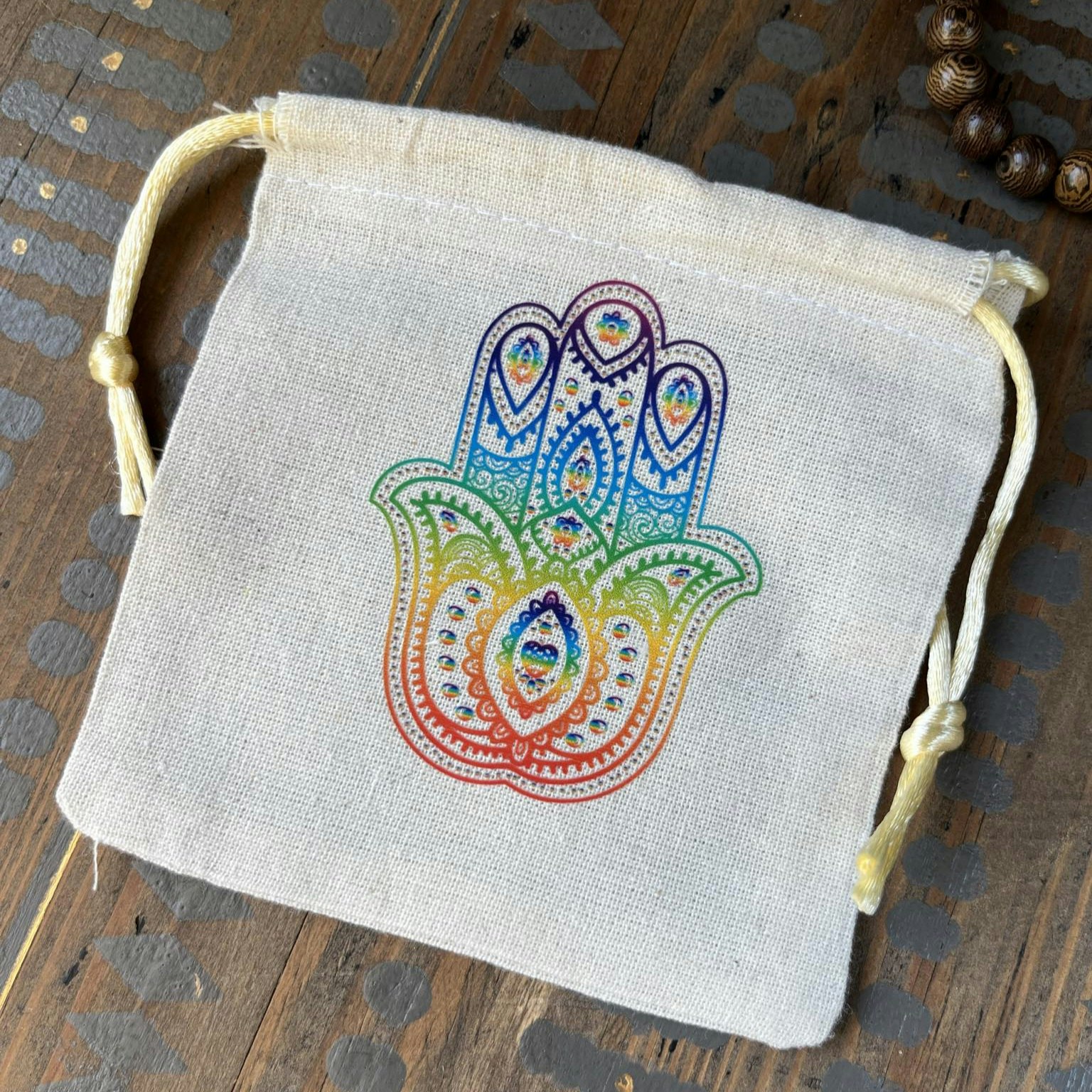 Påse Hamsa vit, 9x11 cm