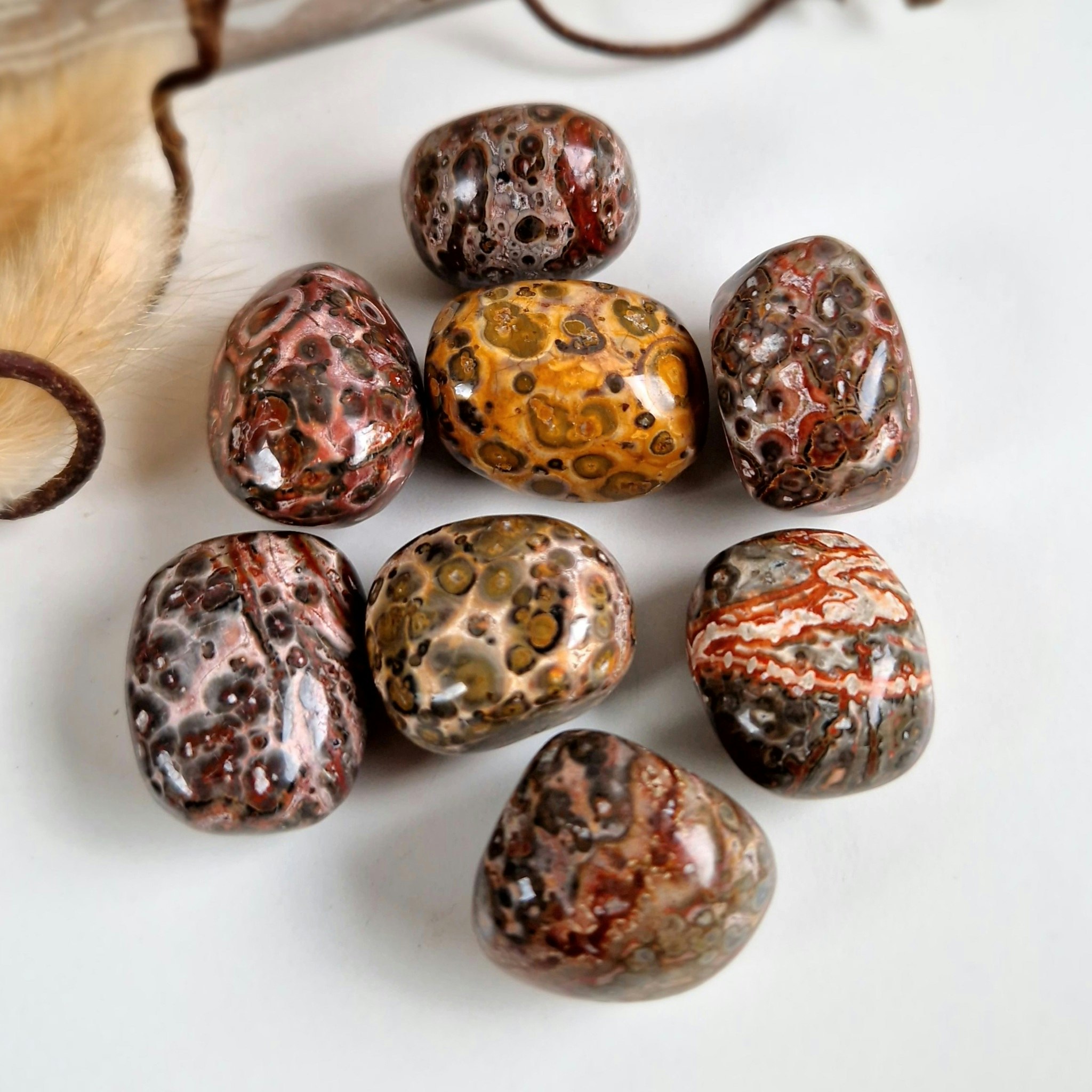 Trumlad Leopard Jaspis, 10-15 g S. Vi väljer.