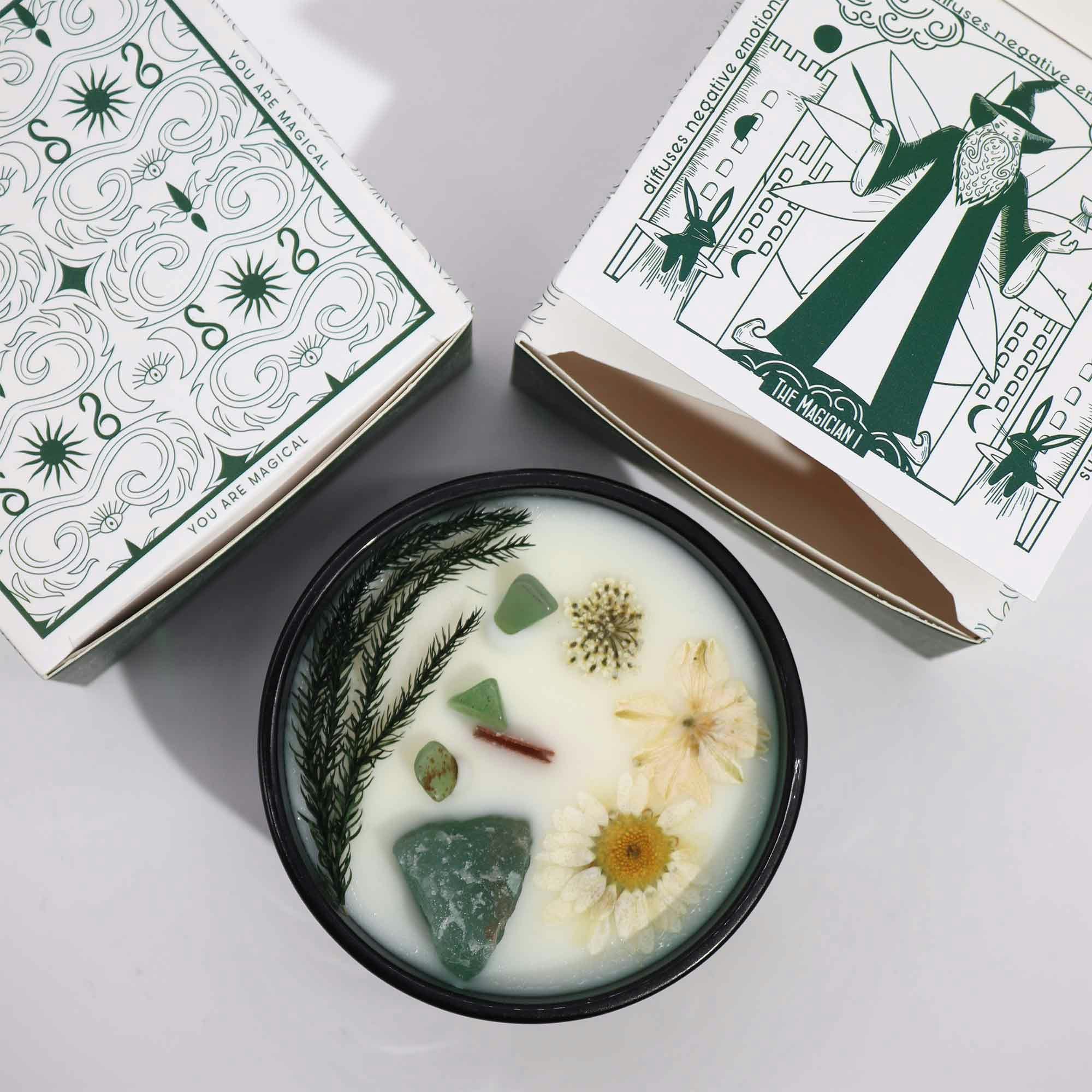 Doftljus Affirmationsljus Mint och Jade. The Magician