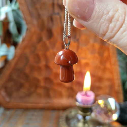 Hänge Svamp Röd Jaspis silver 2 cm