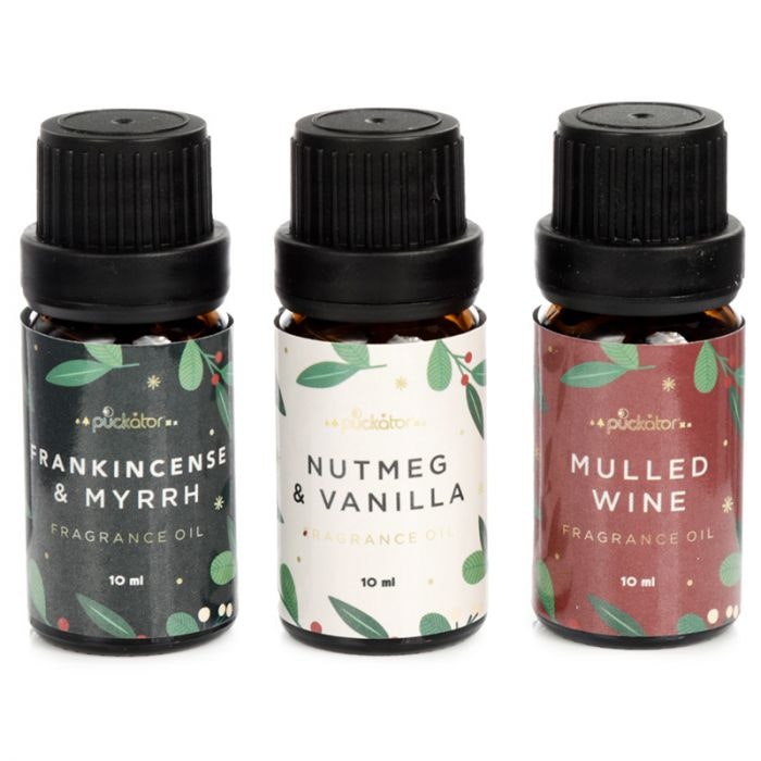 Julblommiga Doftoljor - Glögg, Muskot & Vanilj, Frankincense & Myrra 3x10 ml