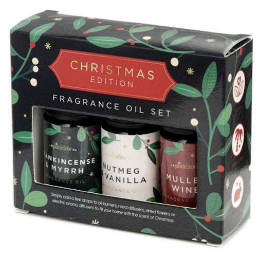 Julblommiga Doftoljor - Glögg, Muskot & Vanilj, Frankincense & Myrra 3x10 ml