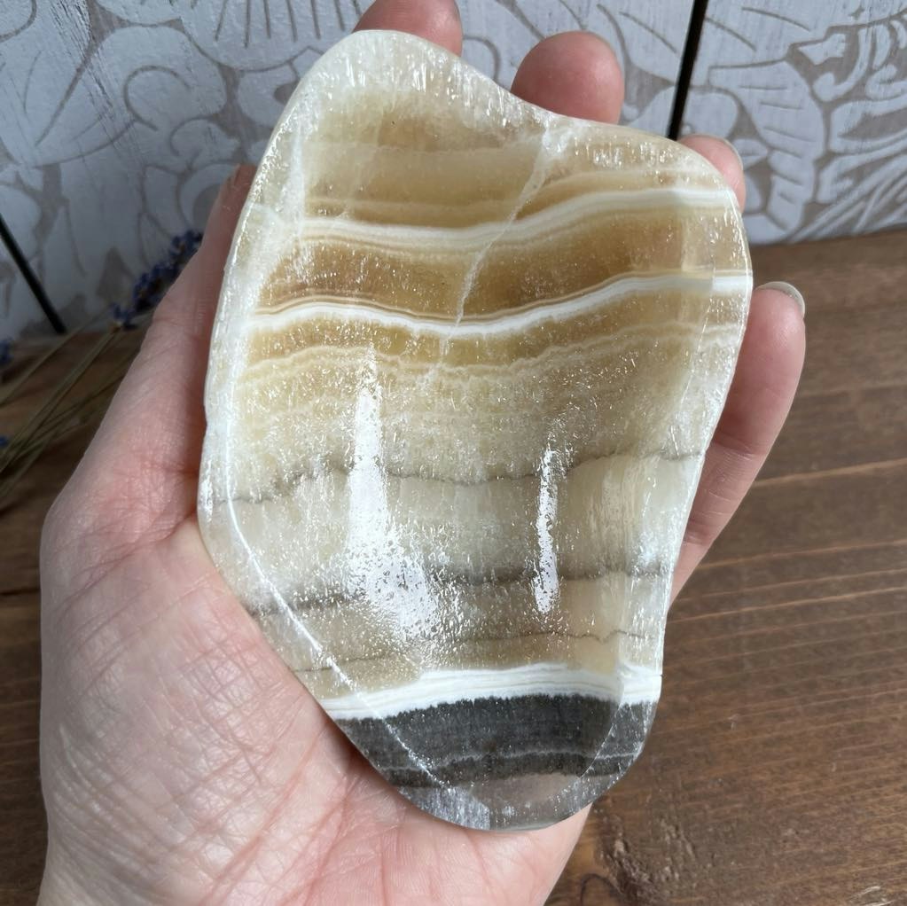 Liten skål av Zebra Kalcit 10 cm. Detta ex