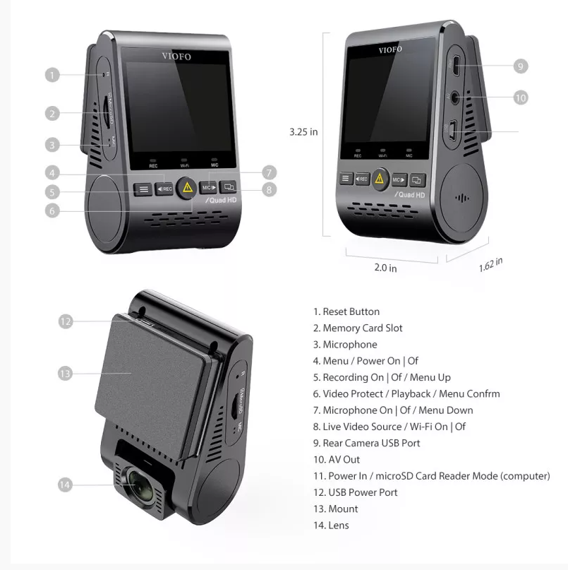 VIOFO A129 Duo Plus IR 2K WiFi (GPS Inkluderat)