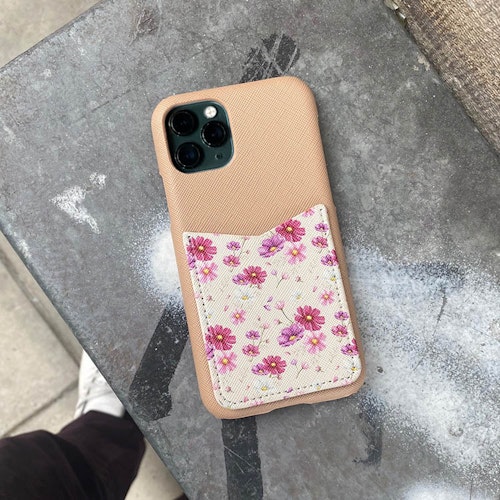 Pink flowers - Telefoonhoesje met kaarthouder