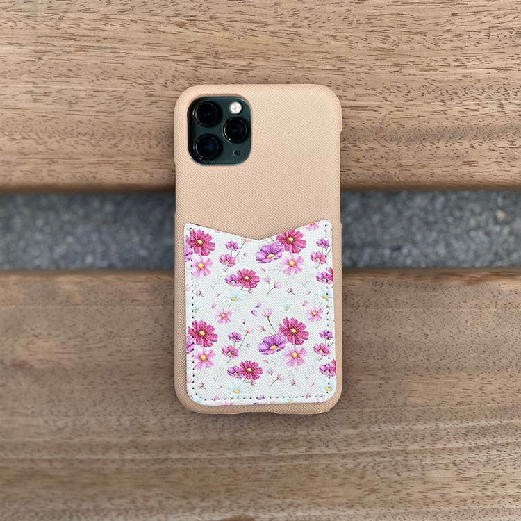 Pink flowers - Telefoonhoesje met kaarthouder