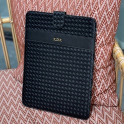 Gevlochten laptop case - zwart