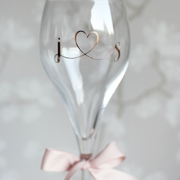 Champagneglas med initialer