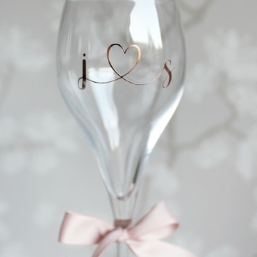 Champagneglas med initialer