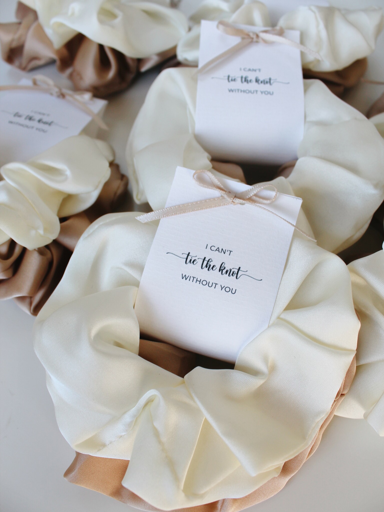 Tie The Knot Scruchies, White Champagne