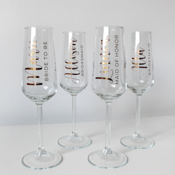 Champagneglas med text