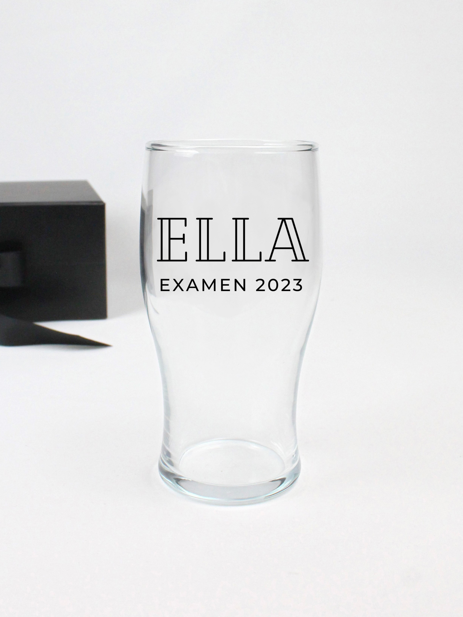 Ölglas med text