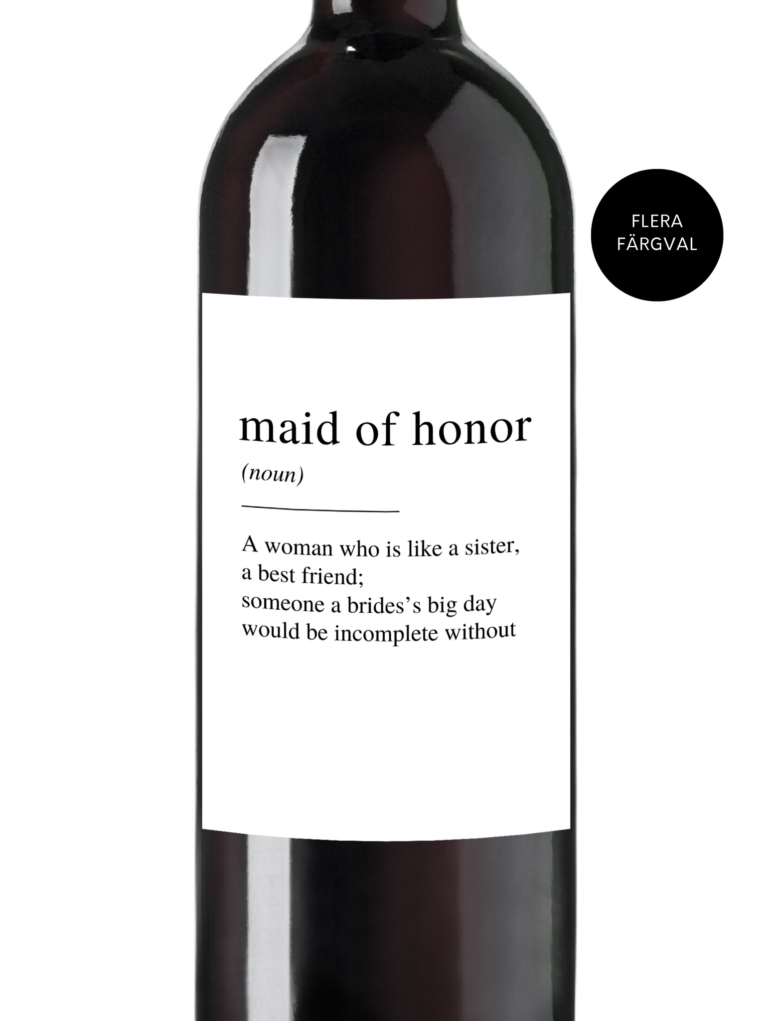 Flasketikett Maid of Honor