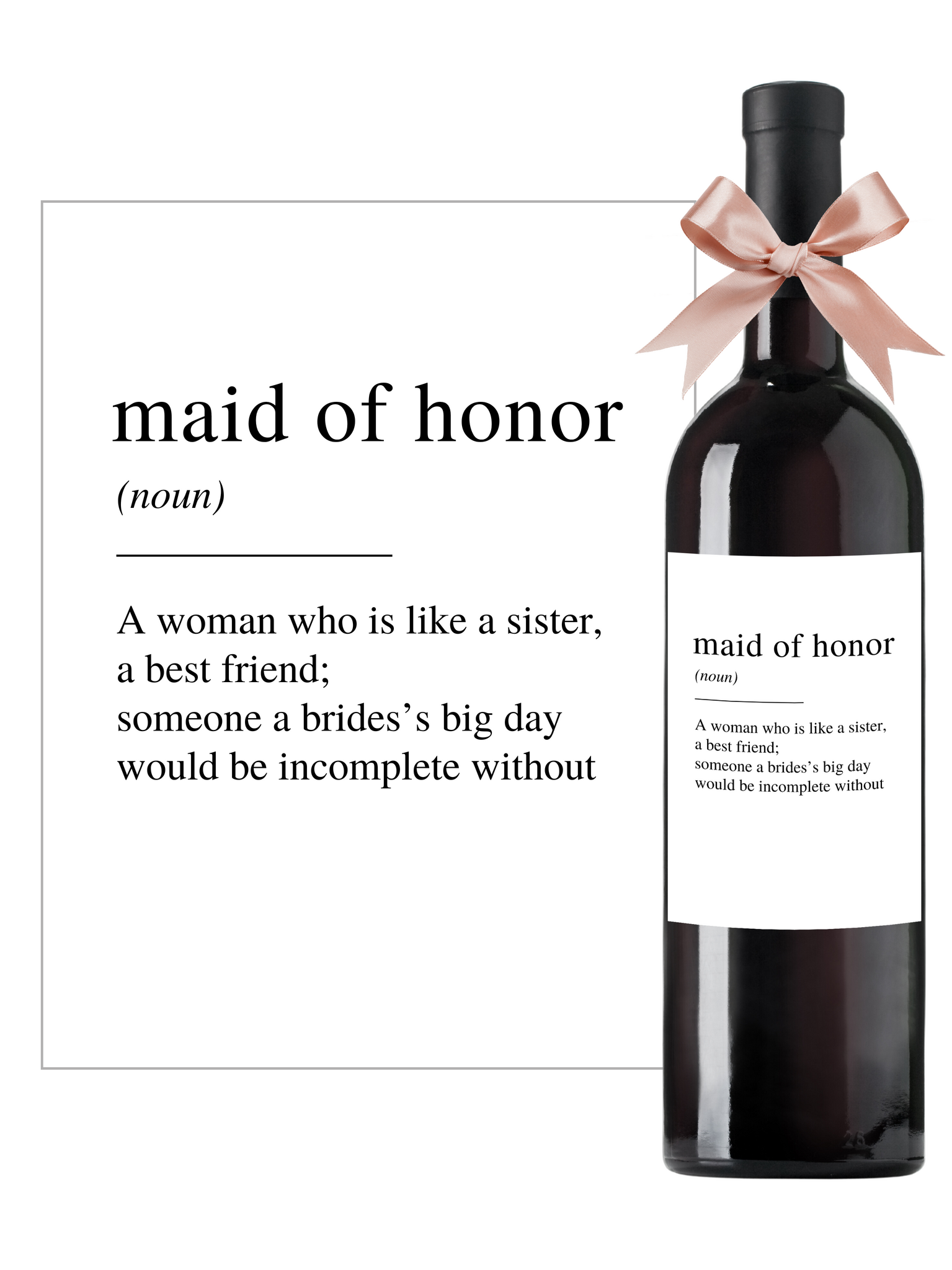 Flasketikett Maid of Honor