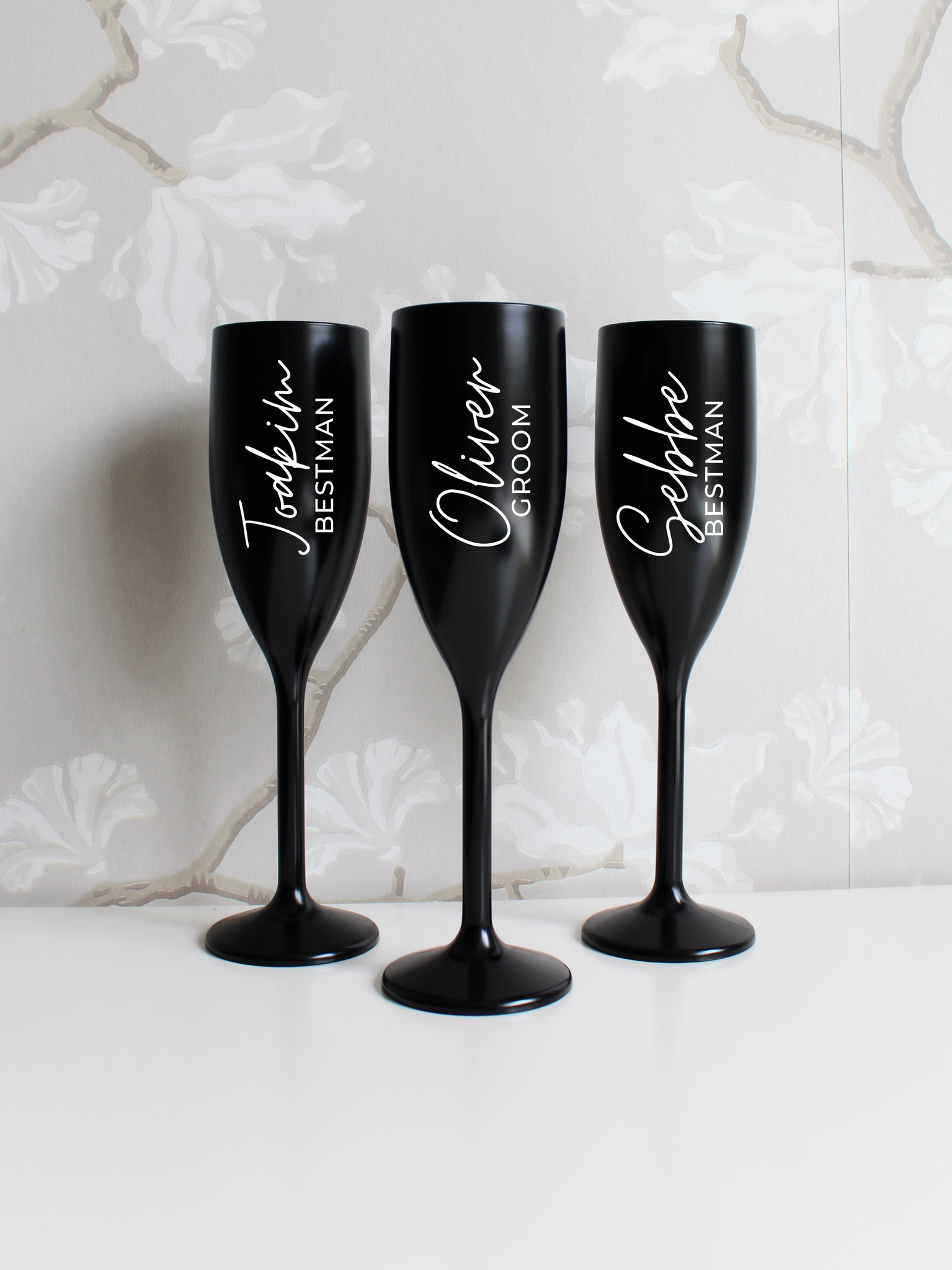 Svart Champagneglas med tryck