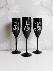 Svart Champagneglas med tryck