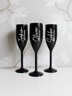 Svart Champagneglas med tryck