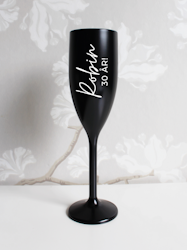 Svart Champagneglas med tryck