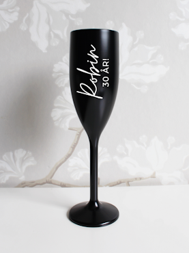 Svart Champagneglas med tryck
