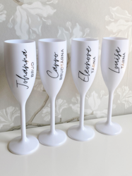 Vitt Champagneglas med tryck