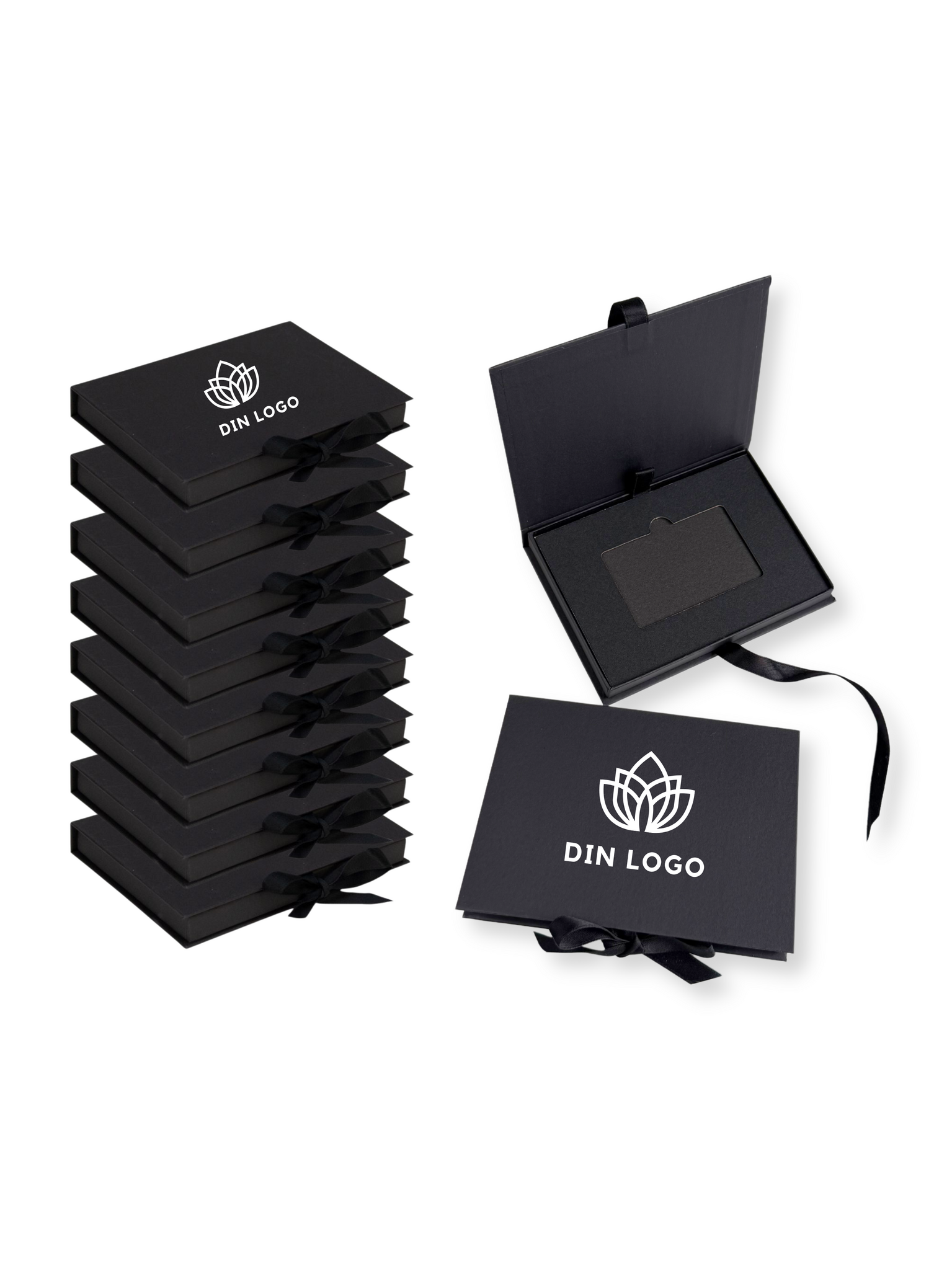Presentkortslådor med logotyp, Flerpack, Svart
