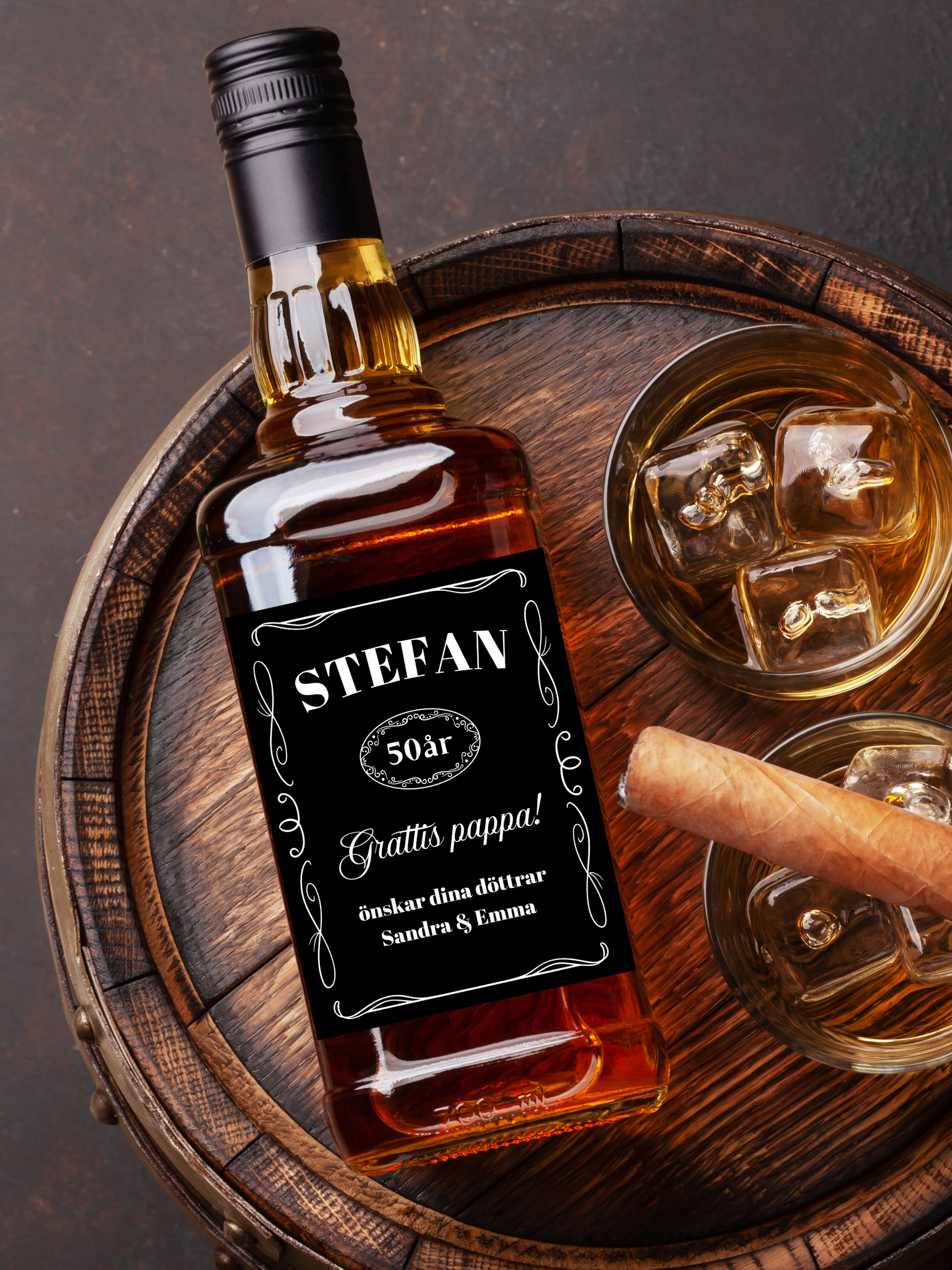 Flasketikett Whiskeyflaska, Egen text