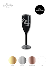 Svart Champagneglas med tryck, Student 2025