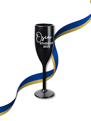 Svart Champagneglas med tryck, Student 2025