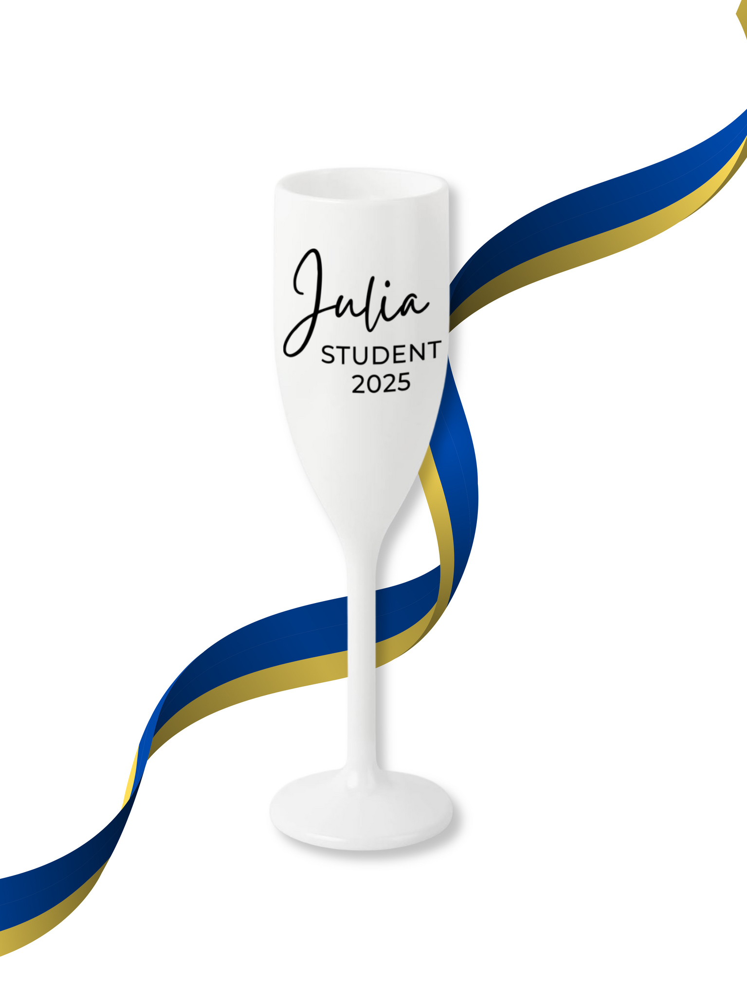 Champagneglas studenthänge (samma textfärg)