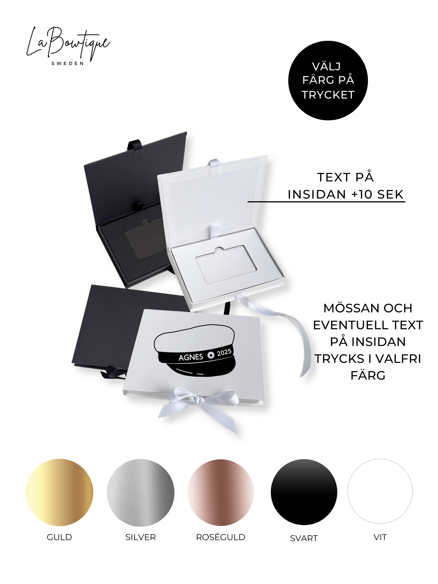Presentkortslåda, Studentmössa med namntryck