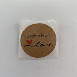 Klistermärke "Handmade with love" Stor