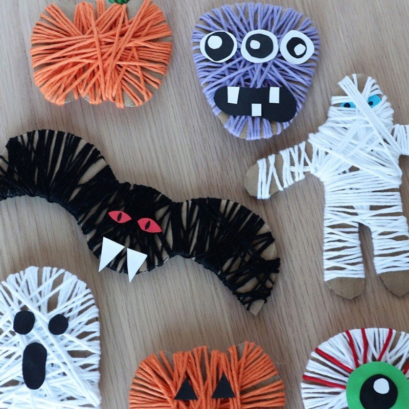 Halloweenpyssel med garn - Gör figurer