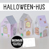 Halloweenpyssel - färglägg och gör hus i 3D