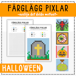 Halloweenpyssel - färglägg pixelbilder