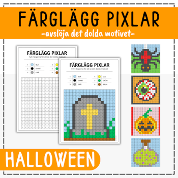 Halloweenpyssel - färglägg pixelbilder
