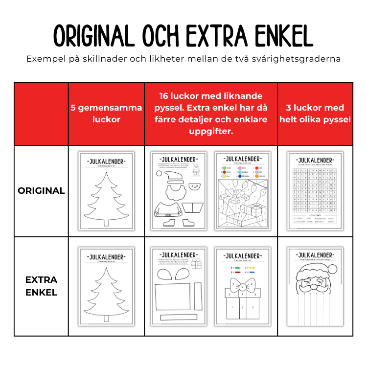 KOMBO julkalender original & julkalender extra enkel