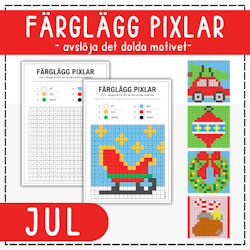 Julpyssel - färglägg pixelbilder