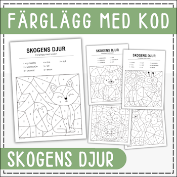 Färglägg med kod: skogens djur