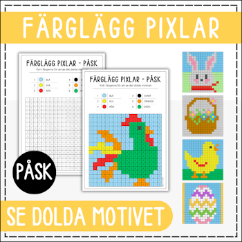 Påskpyssel - färglägg pixelbilder