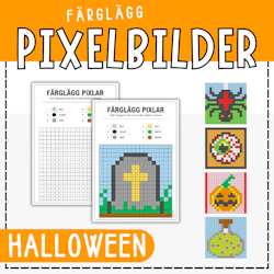 Halloweenpyssel - färglägg pixelbilder