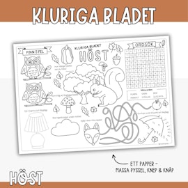 Pysselblad med kluringar för barn - Höst