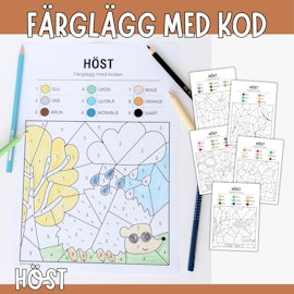 Färglägg med kod - Höst