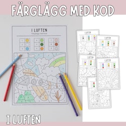 Färglägg med kod: i luften