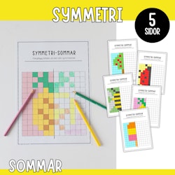Symmetri - färglägg tema sommar