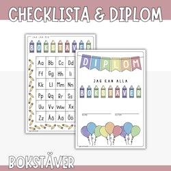 Lära bokstäver - checklista och diplom