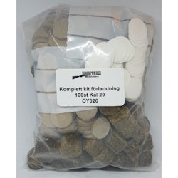 Komplett kit förladdning 100 st kal 20