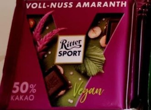 Ritter sport vegan, helnöt amaranth, 100g