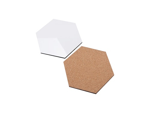 Underlägg vit hexagon kork 4-pack