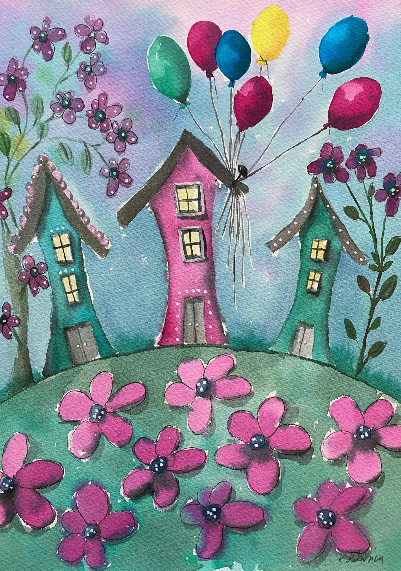 Glädjens hus, akvarell